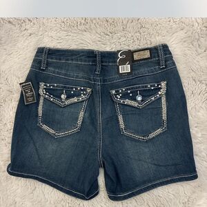 Earl Jeans Women's Blue Jean Shorts with Embellished Pockets